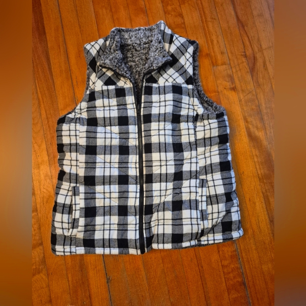 Maurices Checkered Black and White Vest